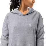 YAKWARY Women White Sueded Fleece Hoodie