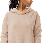 YAKWARY Women White Sueded Fleece Hoodie